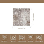 10x10 Square Living Room Area Rug – Washable Non-Slip Modern Large Rug for Bedroom, Dining Room, Playroom –Abstract Low-Pile Thin Indoor Floor Carpet (Brown Beige,10x10)
