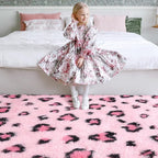 HOMORE Leopard Print Rugs, 3x5 Feet Pink Leopard Rug for Girls Bedroom, Soft Cheetah Print Rugs for Living Room Western Decor, Modern Indoor Fluffy Area Rug for Kids Nursery Dorm Decor