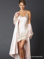 Julianna Rae Women's 100% Silk Robe, Lace Trim, Indulgence Collection, Lingerie, Beautiful Gift Packaging