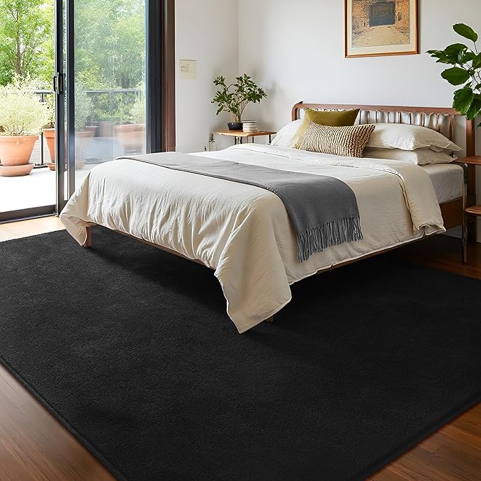 Keeko 2x6 Runner Rug, Black Bedroom Bedside Runner Rug Small Carpet Living Room Area Throw Rugs for Hallway Soft Indoor Memory Foam Rugs for Teen Kids Classroom Nursery Dorm Laundry Room Decor