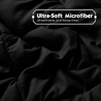 HIG 3pc Black Full Size Comforter Set - All Season Reversible Down Alternative Comforter with Two Shams - Quilted Duvet Insert with Corner Tabs - Box Stitched Blanket - Breathable, Soft, Fluffy