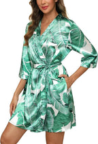 Samring Women's Bride Bridesmaids Robe Short Satin Kimono Robes for Wedding & Bridal Party Silk Bathrobes for Women