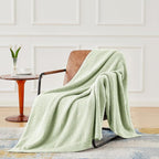 CYMULA Knit Throw Blanket for Mint Green - Super Soft Lightweight Plush Fuzzy Fluffy Cozy Blankets and Throws for Sofa Bed, 60 x 80 inches
