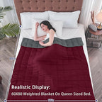 yescool Weighted Blanket for Adults (17 lbs, 60" x 80", Red Grey) Cooling Heavy Blanket for Sleeping Perfect for 110-130 lbs, Queen Size Breathable Blanket with Premium Glass Bead, Machine Washable