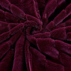 Striped Throw Blanket and Pillow Covers Set (No Inserts) for Couch and Bed, Plush Warm Lightweight Fuzzy Faux Fur Blanket for All Seasons (50" x 60", Burgundy)