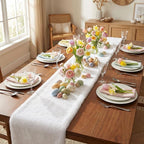 duduta White Faux Fur Table Runner 72 inches Long, Fluffy Dresser Runner Covers Coffee Table Runner Spring Easter Decor
