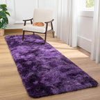 Softlife Dark Purple Area Rug for Bedroom, Fluffy Shag Plush Tie Dyed Rugs for Living Room Girls, Shaggy Throw Carpet for Kids Soft Fuzzy Runner Small 2x6 Runners for Hallways Dorm