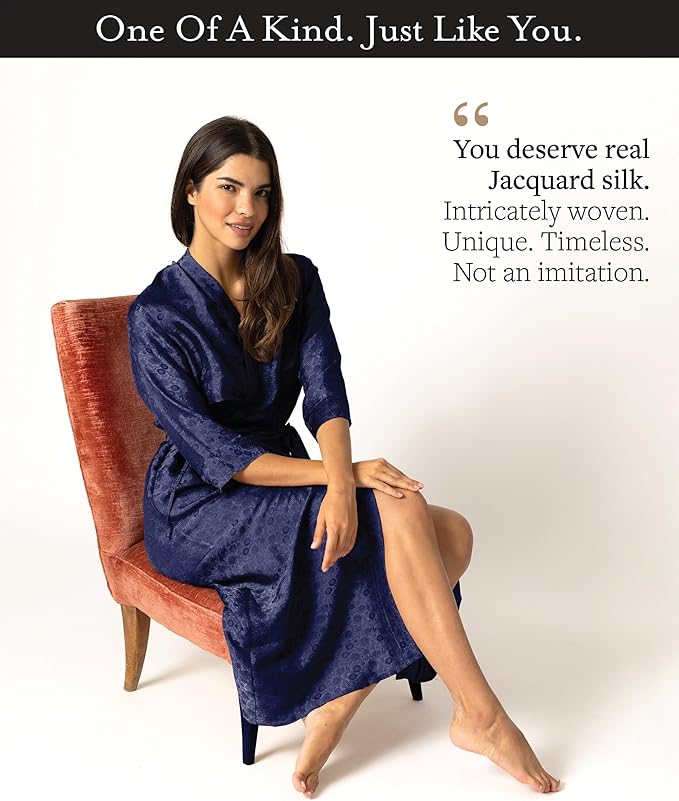 Tara Sartoria Luxury Artisan Silk Robe for Women, Washable, Full Length, Jacquard, XS–4XL, Oprah Daily 2025
