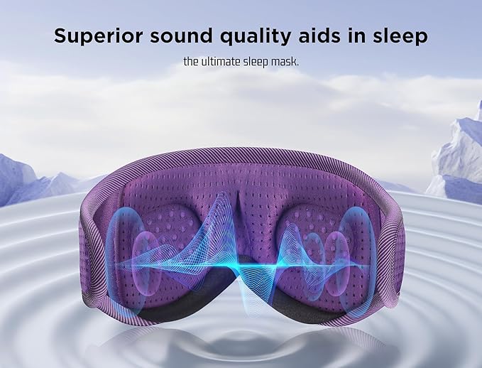 LC-dolida Sleep Headphones, Sleep Mask Bluetooth Wireless Music Eye Mask, Sleeping Headphones for Side Sleepers Sleep Mask with Bluetooth Headphones Ultra-Thin Stereo Speakers Perfect for Sleeping