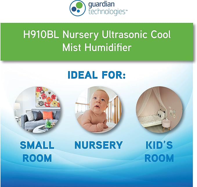 Pure Guardian H910BL Ultrasonic Cool Mist Humidifier, 14 Hrs. Run Time, 210 Sq. Ft. Coverage, Small Rooms, Quiet, Filter Free (Pack of 2)