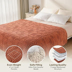 Cottonblue Jacquard Weighted Blanket for Adults 15 lbs Twin Size, Cozy Fluffy Sherpa Fleece Weighted Throw Blankets 48" x 72" for Sleep Relax, Fuzzy Warm Arch Heavy Blanket for Bed Couch, Rust Pink
