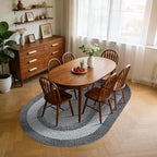 5x8 Oval Living Room Area Rug Washable Modern Border Bedroom Bedside Area Rugs Non Slip Low Pile Dining Room Oval Throw Carpet Contemporary Rugs for Living Room Kitchen Nursery, Grey