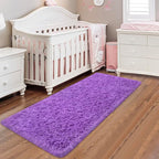 Runner Rug for Bedroom 2x6 Purple Fluffy Shaggy Rug Soft Plush Fuzzy Area Rug Bedside Runners for Hallway Kids Nursery Dorm Playroom Living Room with Non Slip Modern Indoor Decor Carpet