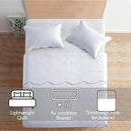 IR Imperial Rooms Twin Quilt Bedding Set Size (68” x 86”) + 1 Pillow Shams (20” x 26” + 2”) - 2 Pcs All Season Lightweight Reversible Microfiber Coverlet Floral Embossed Quilt Bedspread (White)