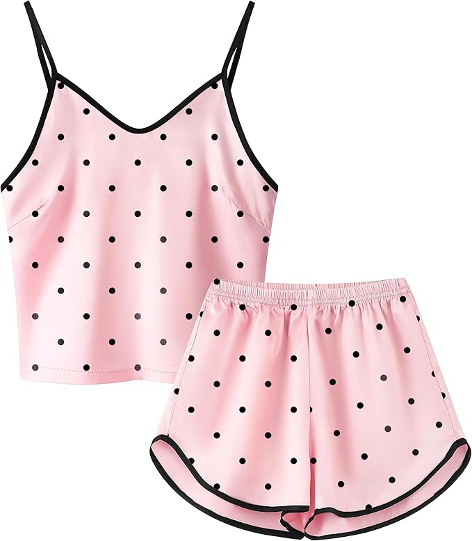Girls & Women Silk Pajamas Set Satin Camisole Sleepwear 2 Piece Pjs, 3 Years - Women XXL