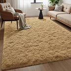 Fluffy Area Rugs for Bedroom Decor Aesthetic, 8x10 Large Beige Shag Rug with Non-Slip Backing for Living Room, Fuzzy Plush Carpet Washable Rug Modern Home Decor for Kids Nursery Boys Room