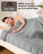 Weighted Blanket for Adults Queen Size 15 lbs, Soft Cooling Minky Dot Heavy Breathable Blanket for All-Season, Washable Weighted Throw with Glass Beads, 60 x 80 Inches, Grey