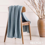 RECYCO Cable Knit Blue Throw Blanket Twin Size for Couch, Super Soft Warm Cozy Decorative Knitted Throw Blanket 3.6LB for Bed, Sofa, Chair Large 60"x80"