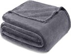 Exclusivo Mezcla Fleece Throw XL Blanket for Couch, Sofa, Super Soft and Warm Dark Grey Blankets, All Season, Cozy, Plush, Lightweight, 50x70 Inches