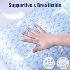 QUTOOL Firm Pillow Shredded Memory Foam, Cooling Pillow for Hot Sleeper, Adjustable Bed Pillow for Side Back Stomach Sleepers, Washable Cover, CertiPUR-US Certified, Standard Size Set of 2