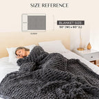 SAMIAH LUXE Chunky Knit Blanket Throw 50x60", Grey Chenille Chunky Knit Throw Blanket for Living Room Decor or Boho Decor, Thick Yarn Knitted Blankets for Couch or Bed, Cable Knitted Crochet Blankets