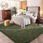 Softlife Rug for Living Room 5.3x7.6 Feet Area Rug for Bedroom Super Soft Shaggy Rugs for Kids Room Fluffy Fuzzy Carpets Long Plush Bedside Rug Nursery Christmas Home Decor for Boys Girls, Olive Green