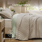 Bedsure King Quilt - Linen Bedspread King Size & Lightweight Comforter, Modern Farmhouse Coverlet with Clover Pattern, Ultra Soft All-Season Bedding, 106 x 96 Inches | Stitch-Free Quilting, Ultra Soft, Lightweight, Machine Washable, Pet-Friendly