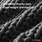 YnM Weighted Blanket, Handmade Chunky Yarn Knitted Design, Soft and Cozy, Temperature Regulating and Breathable, Machine Washable Throw for Sleep or Home Decor (Dark Grey, 60x80 Inch, 15lbs)