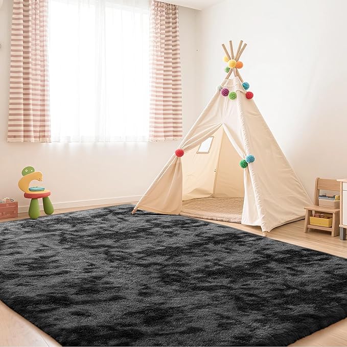 6x9 Area Rug Fluffy Shaggy - Ultra Soft Faux Fur Non-Slip Machine Washable Carpet for Bedroom, Living Room, Nursery & Dorm Cozy Home Decor