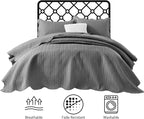 IR Imperial Rooms 8 Pack Quilt King Size Bedding (106" x 96") - Bulk Wholesale for Hotels, Guest Bedroom & Airbnbs - Lightweight Microfiber Reversible Embossed Quilts Bedspread (Grey)