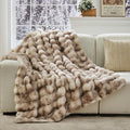 Faux Fur Throw Blanket 50x60 Inches, 800GSM Soft Plush Thick Bubble Blanket for Couch and Bed, Fuzzy Soft Tie-Dye Brown Faux Rabbit Fur Blanket for Sofa Living Room Bedroom