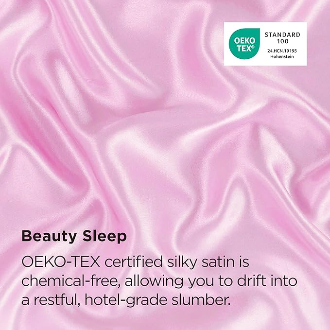 Bedsure Satin Pillowcase with Zipper, Similar to Silk Pillow Cases 2 Pack, Satin Pillow Cases Queen, Silky & Soft Pillow Covers for Hair & Skin, Gifts Her, Pink Room Decor for Women, 20x30 Inches