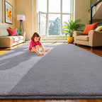 Keeko Area Rugs for Living Room Bedroom 6x9 Grey, Soft Modern Large Rugs Indoor Non Slip Fluffy Rug Minimalist Low Pile Washable Carpet Rug for Kids Boys Girls Dorm Classroom Nursery Home Decor