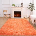Softlife Orange Area Rug for Living Room, Fluffy Shag Plush 6x9 Rugs for Bedroom Girls Kids, Shaggy Soft Fuzzy Tie Dyed Large Carpet for Dorm Bedside Ultra Cozy Non-Slip Indoor Decor