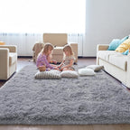 KING DARE Grey Fluffy Area Rug 8x10, Ultra Soft Large Shag Living Room Rug Fuzzy Carpet, Non-Slip Plush Modern Floor Rug for Kids Boys Girls Room Bedroom Home Decor Aesthetic