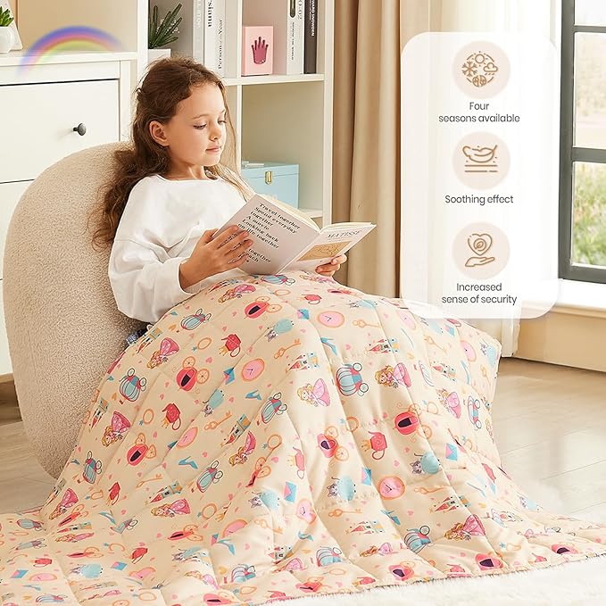 HOSUKKO Weighted Blanket - 3 lbs Beige Princess Heavy Blanket - Breathable Blanket(20 * 30 inches, 3 lbs)
