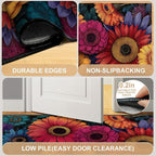 Flower Area Rug 2x3 ft Entry Rug Washable BohemianRugs Non Slip Low Pile Floral Door Mat Small Carpet for Bedroom, Bedside, Kids Room, Office, Dining Room