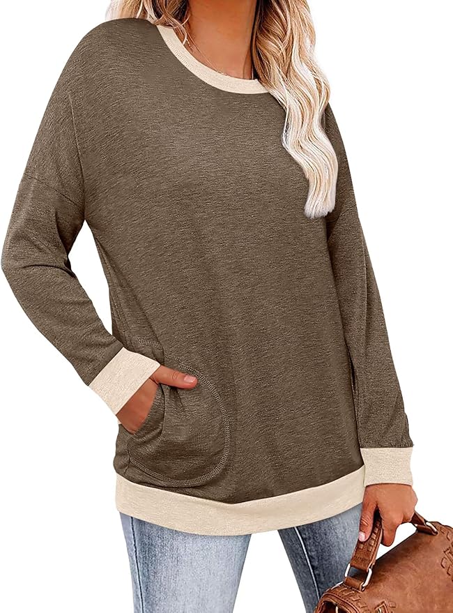 Magritta Women's Long Sleeve Leopard Color Block Tunic Comfy Crewneck T Shirt Tops Black XL