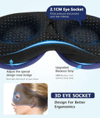 LC-dolida Sleep Mask with Headphones Bluetooth 5.4, 3D Sleeping Headphones for Side Sleepers Bluetooth Sleep Mask Blackout Bluetooth Eye Mask for Sleeping Travel Meditation Men Women