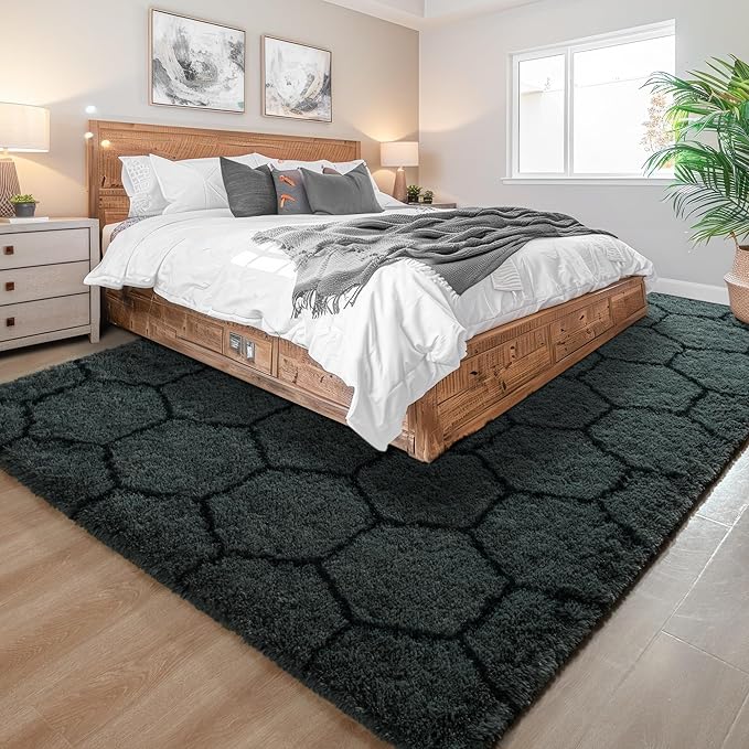 Fluffy 5x8 Area Rugs for Bedroom Living Room,Thick Shag Throw Floor Carpet,Soft Shaggy Bedside Non-Slip Rug Dusk Gery