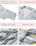 Aensso Long Soft Lightweight Silky Kimonos Robes for Women, Luxury Japanese Floral Womens Kimono Robe