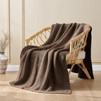 Dark Brown Chunky Knit Throw Blanket 50"x60" - Soft Cozy Thick Knitted Blanket for Couch Sofa Bed, Cute Fall Decorative Throw for Living Room