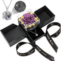 Preserved Lavender Purple Real Rose with Heart I Love You Necklace -Eternal Flowers Rose Birthday Gifts for Women Her Mom Wife Girlfriend Grandma on Valentines Mothers Day Christmas Anniversary