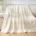 Cottonblue Jacquard Weighted Blanket for Adults 20 lbs Queen Size, Soft Fluffy Sherpa Fleece Weighted Throw Blankets 60" x 80" for Sleep Relax, Fuzzy Warm Arch Heavy Blanket for Bed Couch, Cream White