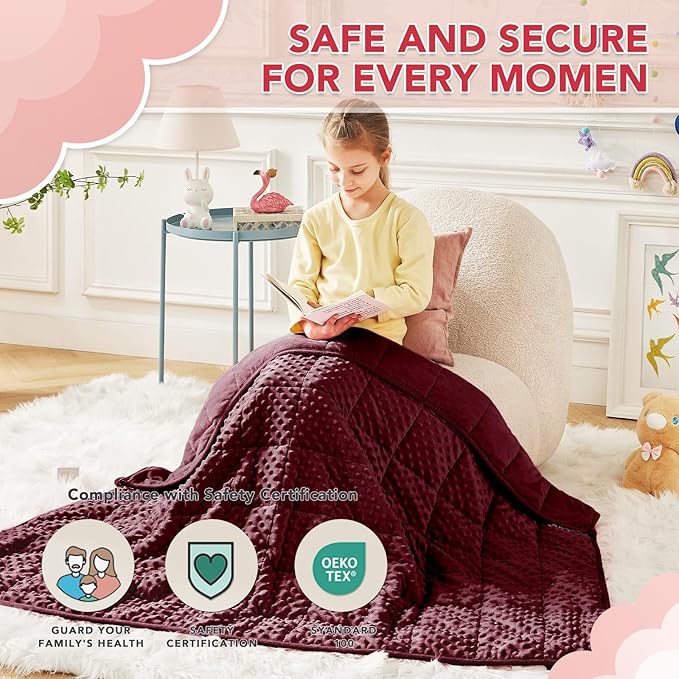 CuteKing Weighted Blanket - 40"x60" 10lbs Minky Dots Heavy Blanket with Glass Beads Soft Breathable for All-Season Summer Fall Winter Thick Comfort for Rest