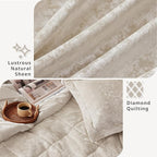 Intelligent Design Queen Comforter Set Velvet Comforters Queen Bedding Reversible, All Season, Diamond Quilted Bedding Microfiber Queen Size Comforters, Felicia, Full/Queen, Champagne 4 Piece