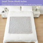 Bigacogo Chunky Knit Throw Blanket for Couch, 40x40 inches, 100% Hand Knitted with Thick Jumbo Chenille Yarn, Cozy Soft Large Rope Knot Cable Crochet Blankets for Sofa Bed Living Room, Ivory
