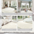 Ultra Soft Shag 8x10 Cream Area Rug – 8x10 Rugs for Living Room, Non-Slip, Fluffy Plush Large Carpet, Shaggy Furry Rug for Bedroom, Dorm, Kids and Girls Room, Nursery, Home Office Décor
