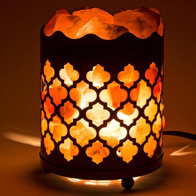 Himalayan Pink Salt Lamp Basket & Dimmer Cord Bulb