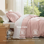 Bedsure Duvet Cover King Size - Soft Double Brushed Bedding Set for Kids & Adults, Zipper Closure, 3 Pieces, Includes 1 Duvet Cover (104"x90") & 2 Pillow Shams, NO Comforter, Blush Pink